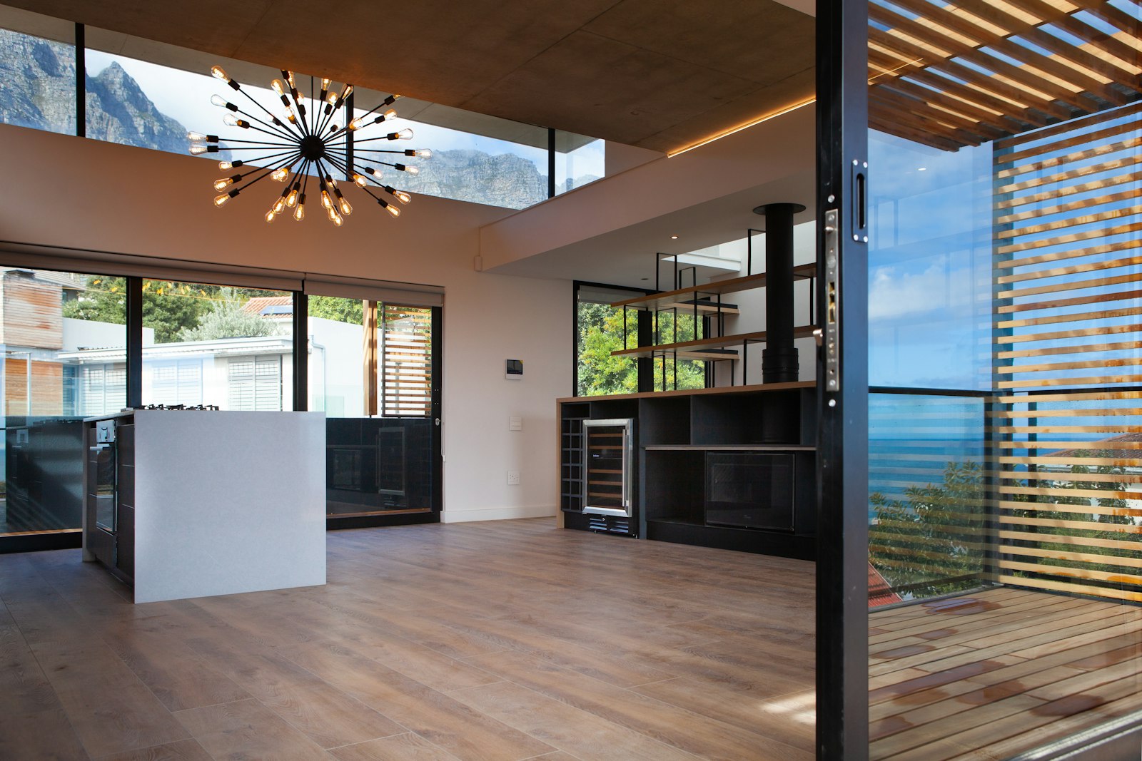 Living space with large double-glazed windows